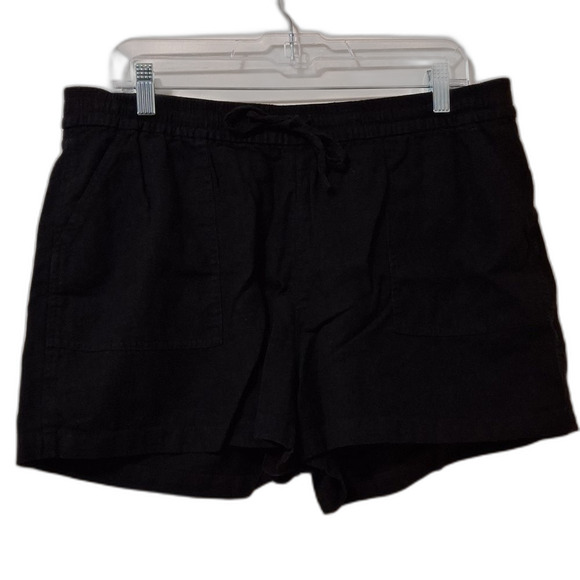 J Crew Linen Shorts Womens Size Large Black Summer Light - Picture 1 of 6